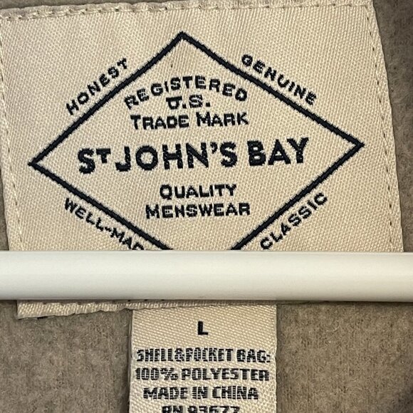 St John's Bay Jacket Men's Large Tan Fleece Pockets - Picture 5 of 11
